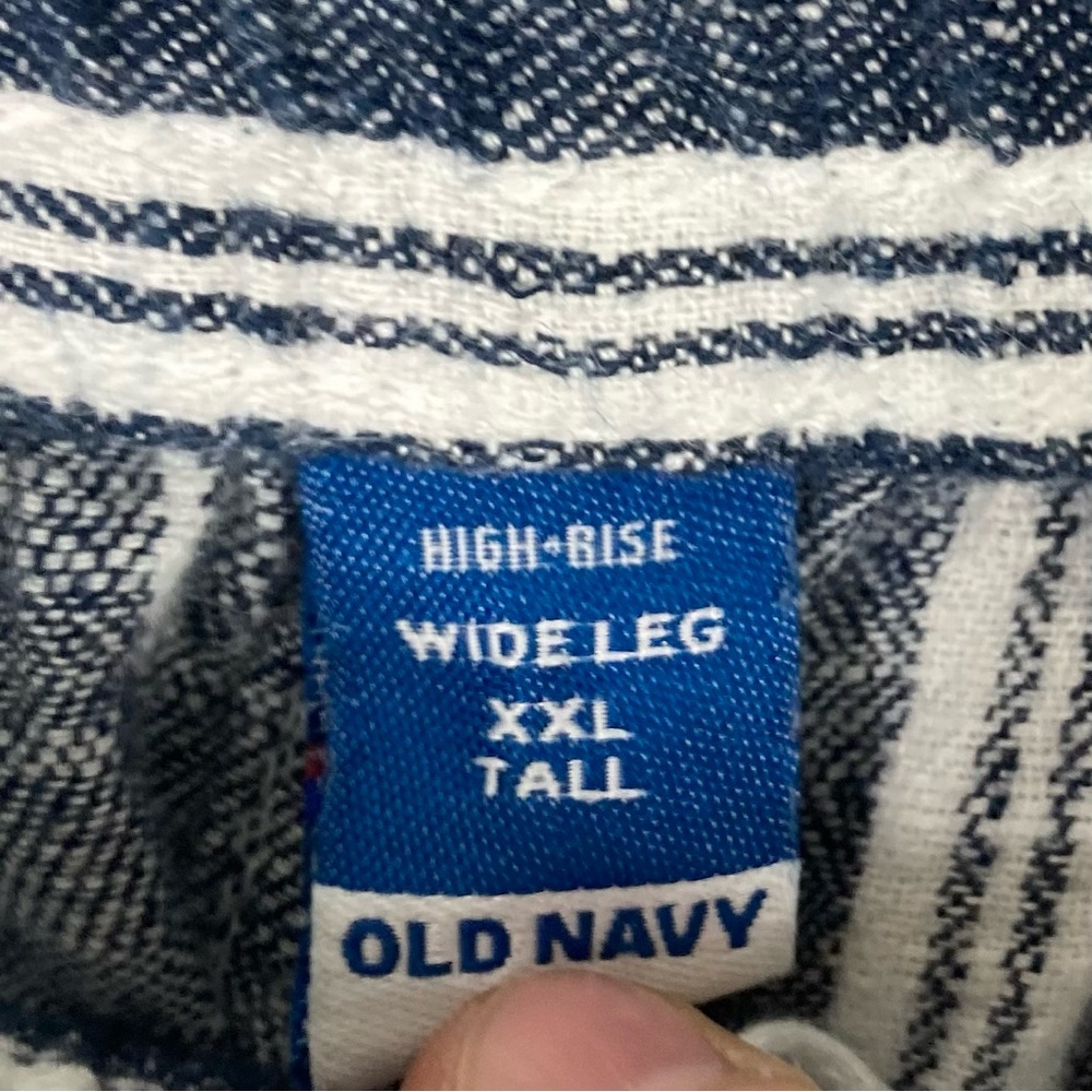 Nwot Old Navy Blue High-Waisted Striped Linen-Blend Wide-Leg Pants XXL Tall - Picture 3 of 10
